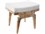 Worlds Away 21" Cerused Oak White Linen Fabric Upholstered Accent Stool  WAFERGIECO