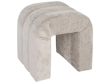 Worlds Away Taupe Beige Upholstered Accent Stool