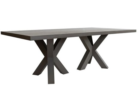 Worlds Away Double Tripod Rectangular Wood Dining Table