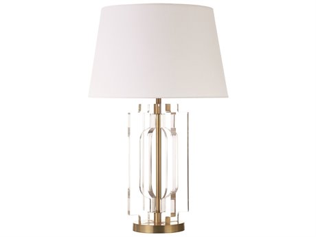 Worlds Away Stacked Acrylic Antique Brass Table Lamp