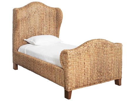 Worlds Away Brown Rattan Wood Twin Platform Bed