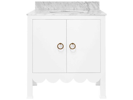 Worlds Away White Carrara Marble / Matte Lacquer Vanity