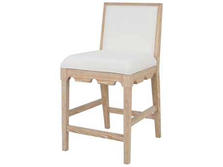 Worlds Away Upholstered Oak Wood Counter Stool