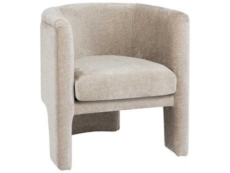 Worlds Away Barrel Taupe Beige Fabric Accent Chair
