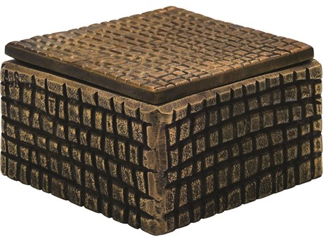 Worlds Away Reptile Texture Small Brass Aluminum Box