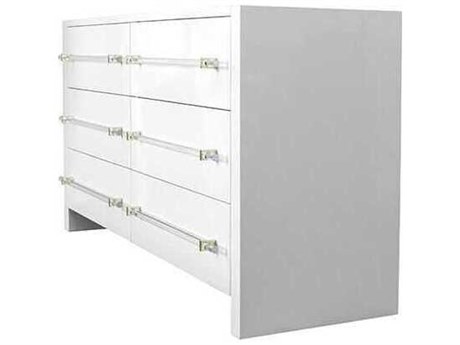 Worlds Away 6-Drawers White Hardwood Double Dresser