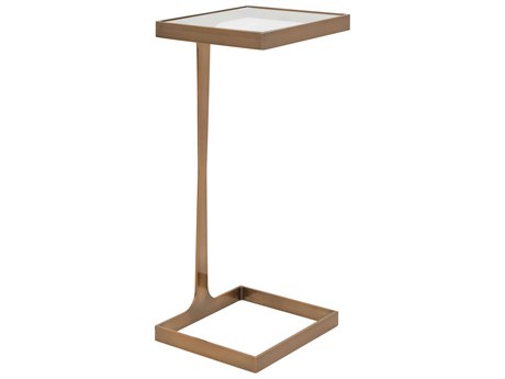 Worlds Away Rectangular Glass Antique Brass End Table