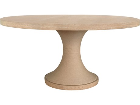 Worlds Away Round Wood Natural Cerused Oak Dining Table