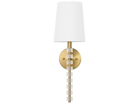 Worlds Away 1-Light Brushed Brass Acrylic Clear Wall Sconce
