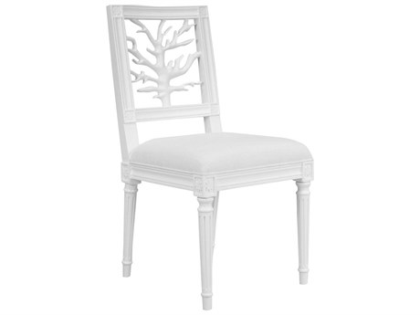 Worlds Away White Upholstered Side Dining Chair