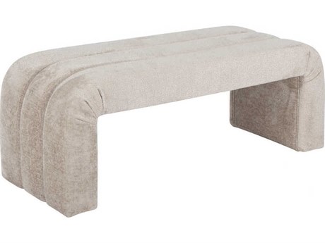 Worlds Away Taupe Beige Upholstered Accent Bench