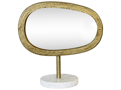 Worlds Away Iron Aged Gold Tabletop Mirror