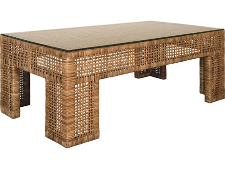 Worlds Away Rectangular Glass Natural Coffee Table