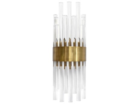 Worlds Away 2-Light Antique Brass Acrylic Wall Sconce