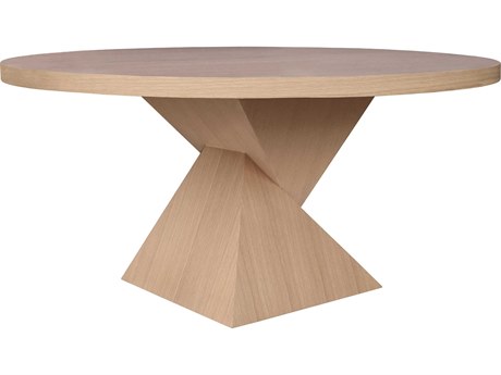 Worlds Away Round Wood Natural Oak Dining Table