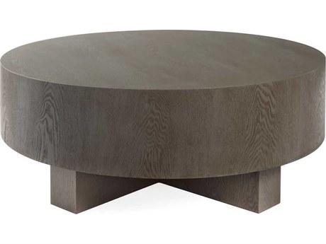 Worlds Away Round Wood Smoke Grey Oak Coffee Table