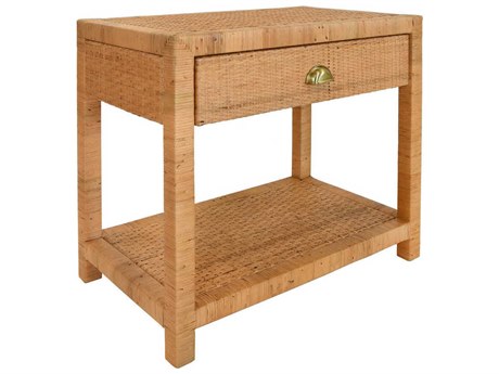 Worlds Away Rectangular Rattan End Table