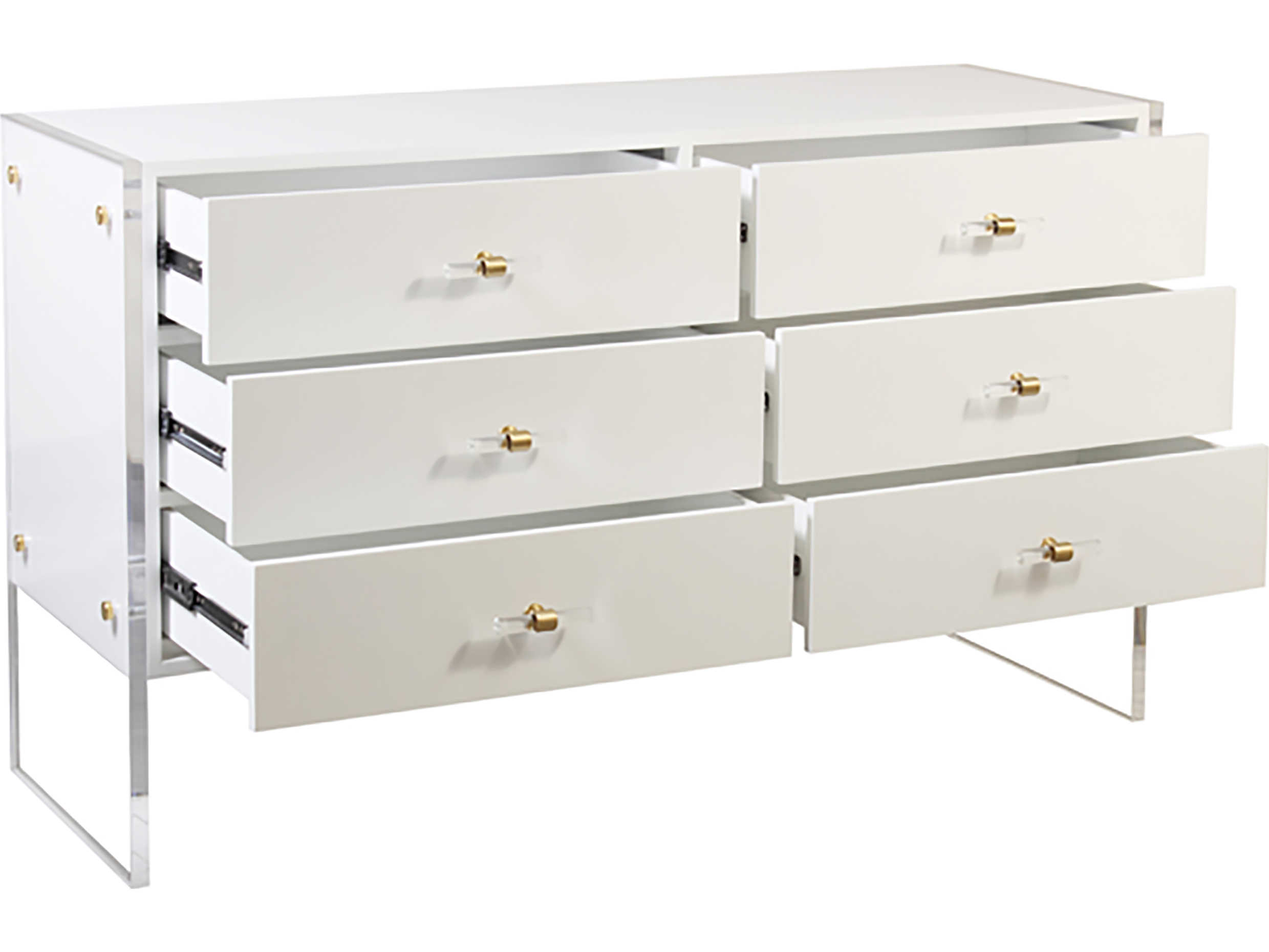 Worlds Away White Lacquer SixDrawer Double Dresser WARUTHERFORDWH