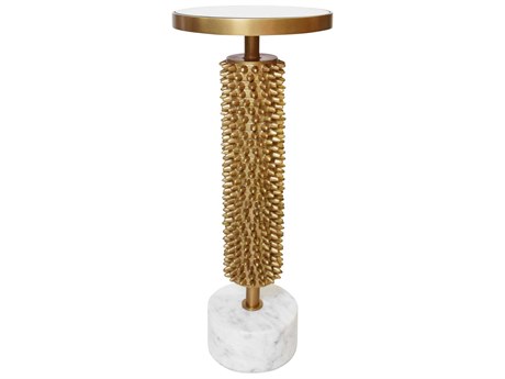 Worlds Away Round Mirror End Table