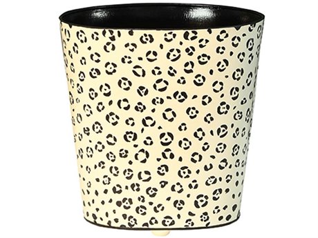 Worlds Away Cream With Black Cheetah Pattern Storage Bin