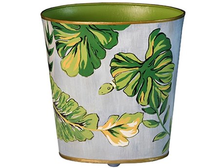 Worlds Away Tropical Leaf and Snake Pattern Storage Bin