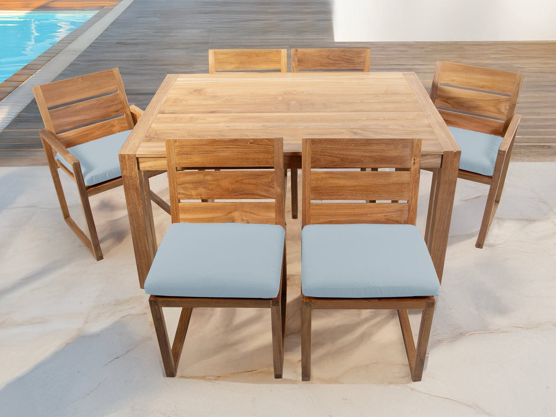 Willow Creek Designs 7 pc Venice Teak Dining Set with 59" Rectangular Dining Table