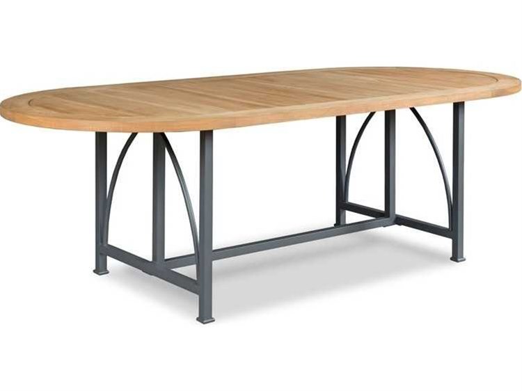 Woodbridge Outdoor Jupiter Natural Teak / Graphite 92'' Aluminum Oval Dining Table