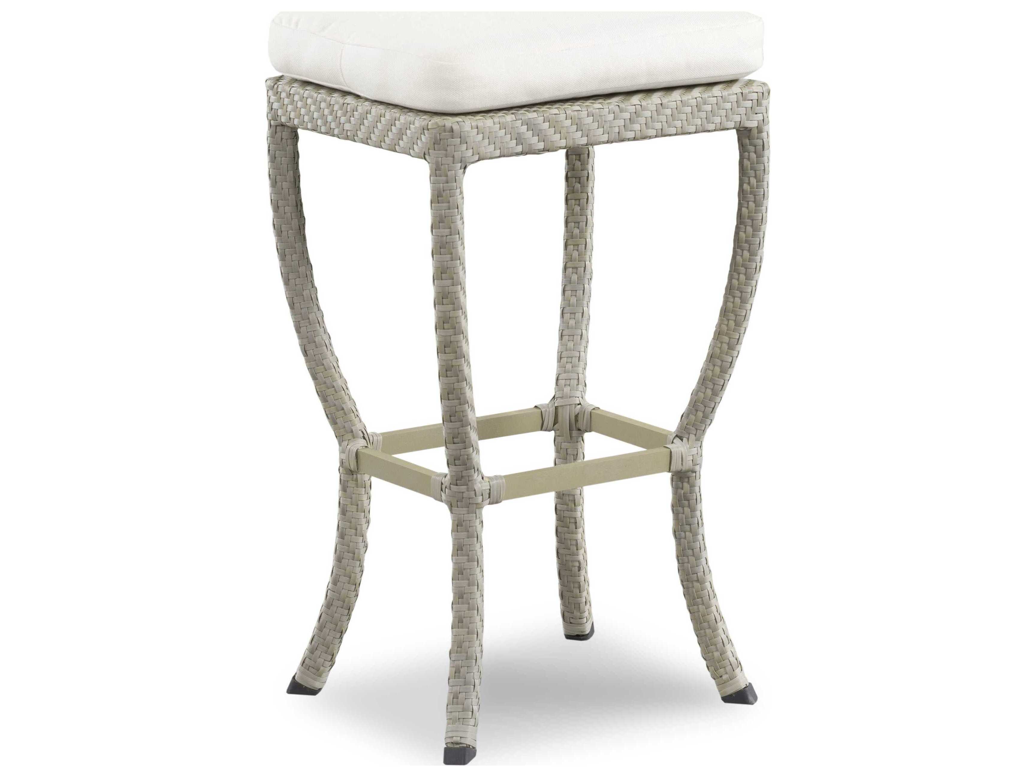 Woodbridge Outdoor Woven Floral Gray Aluminum Wicker Cushion Bar Stool WFO726271O
