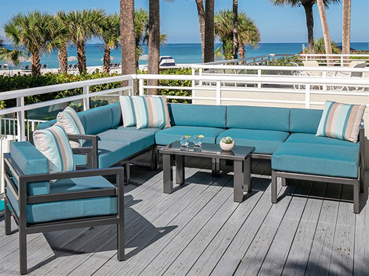 Windward Design Group Barcelona Deep Seating Aluminum Cushion Patio Lounge Set