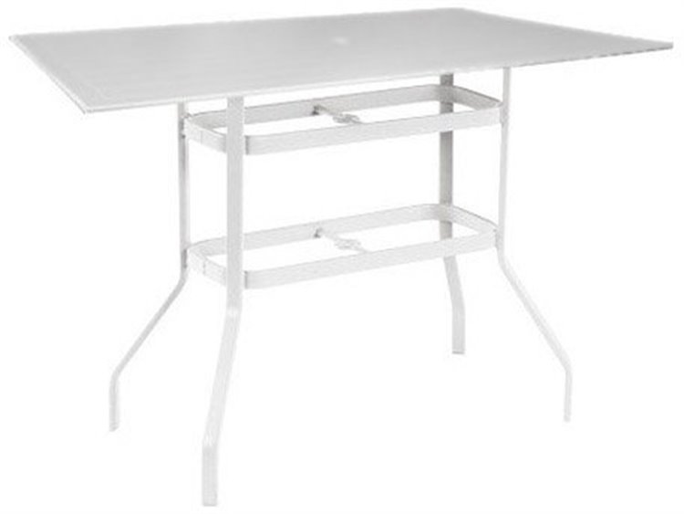 Windward Design Group Raleigh Aluminum 60''W x 30''D Rectangular Bar Table w/ Umbrella Hole