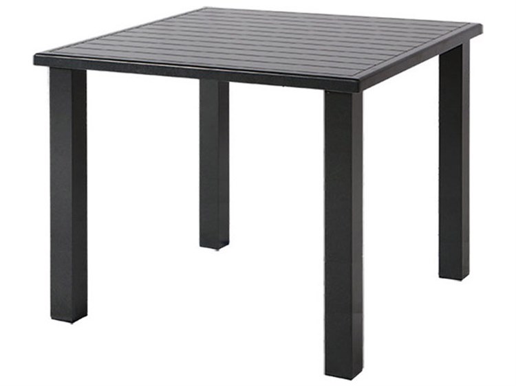 Windward Design Group Apollo Aluminum Square Outdoor Patio Bar Table with Umbrella Hole