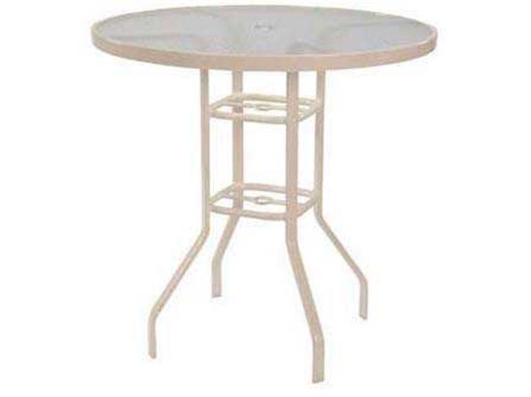 Windward Design Group Glass Top Aluminum Round Balcony Table