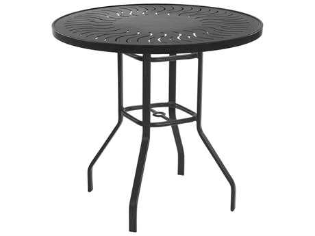 Windward Design Group Sunburst Punched Aluminum36''Wide Round Bar Table w/ Umbrella Hole