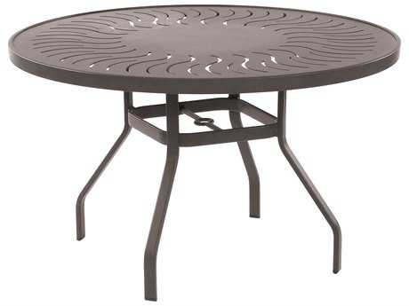 Windward Design Group Sunburst Punched Aluminum 36''Wide Round Dining Table w/ Umbrella Hole