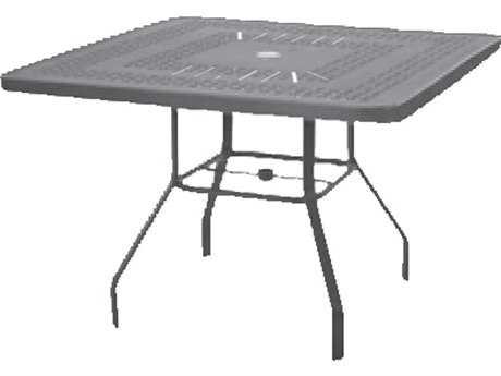 Windward Design Group Napa Punched Aluminum 36''Wide Square Dining Table w/ Umbrella Hole