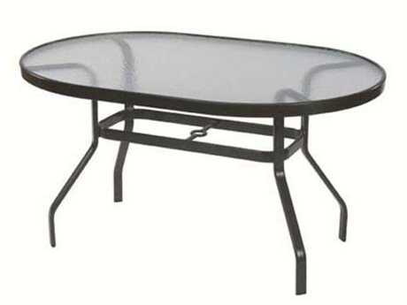 Windward Design Group Glass Top Aluminum 54''W x 36''D Oval Dining Table
