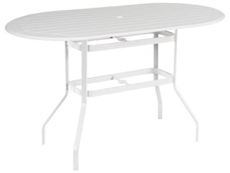 Windward Design Group Newport MGP Aluminum 54''W x 36''D Oval Bar Table with Umbrella Hole