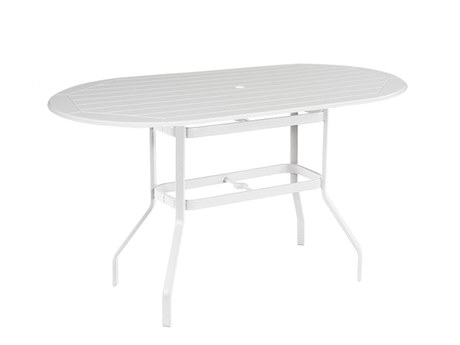 Windward Design Group Raleigh MGP Aluminum 54''W x 36''D Oval Bar Table w/ Umbrella Hole