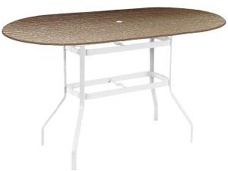Windward Design Group Raleigh Aluminum 54''W x 36''D Oval Counter Table w/ Umbrella Hole
