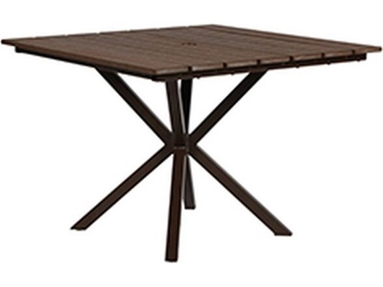 Windward Design Group Tahoe Plank MGP Aluminum 40''Wide Square Counter Table with Umbrella Hole