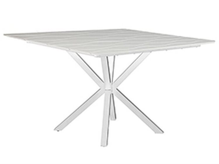Windward Design Group Wave Plank MGP Aluminum 40'' Square Dining Table with Umbrella Hole