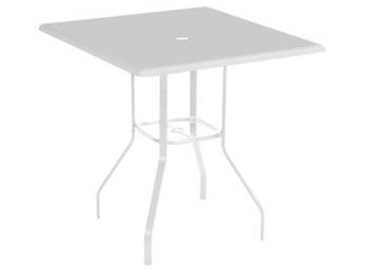 Windward Design Group Raleigh Aluminum Square Patio Bar Table with Umbrella Hole