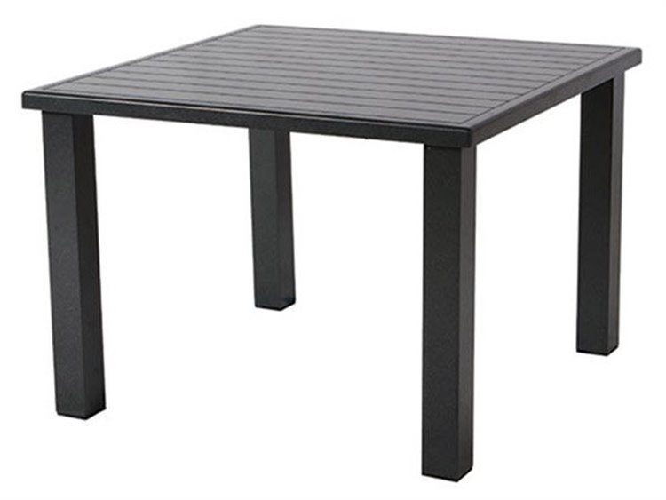 Windward Design Group Apollo Aluminum Square Outdoor Dining Table with Umbrella Hole