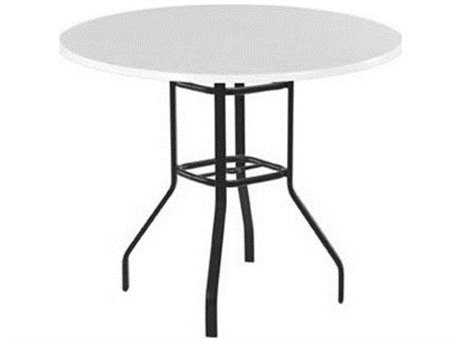 Windward Design Group Fiberglass Top Aluminum 42''Wide Round Balcony Table w/ Umbrella Hole