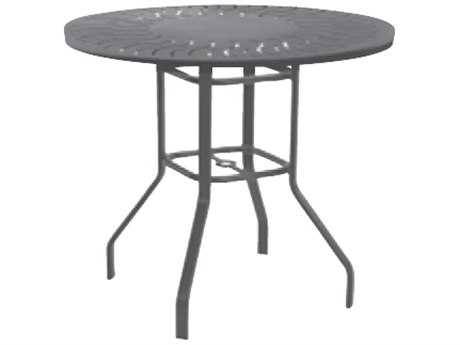 Windward Design Group Sunburst Punched Aluminum 42''Wide Round Bar Table w/ Umbrella Hole