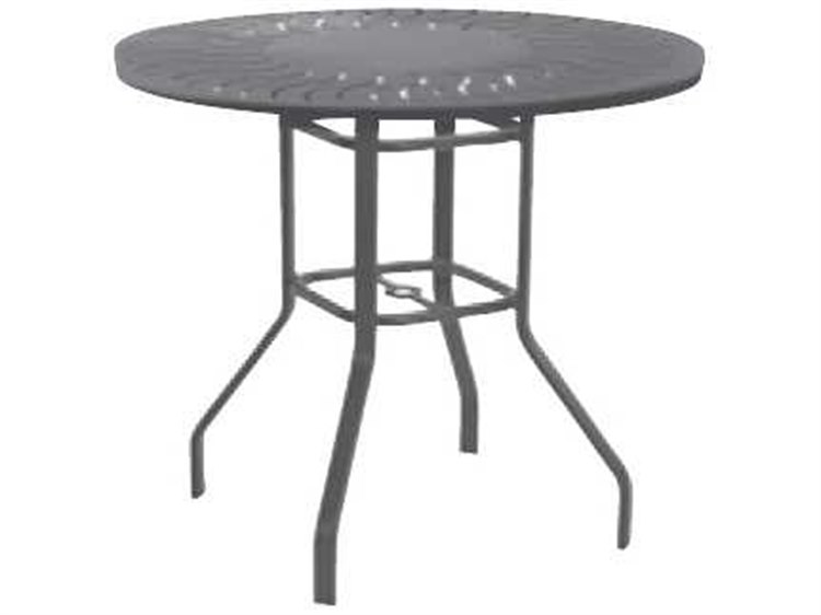Windward Design Group Sunburst Punched Aluminum Square Patio Bar Table with Umbrella Hole