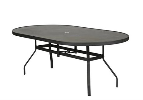 Windward Design Group Avalon II Aluminum 76''W x 42''D Oval Dining Table with Umbrella Hole