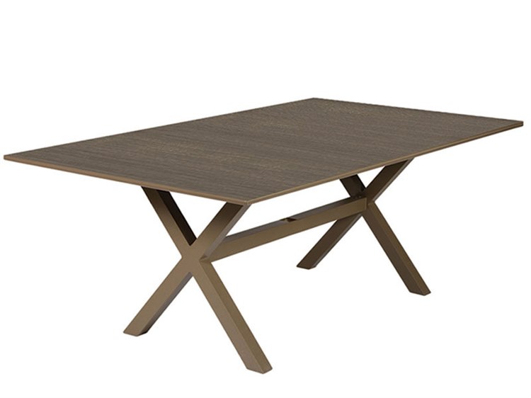 Windward Design Group Lexington Aluminum Rectangular Outdoor Patio Dining Table with Umbrella Hole