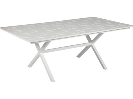 Windward Design Group Wave Plank MGP Aluminum 76''W x 42''D Rectangular Dining Table with Umbrella Hole