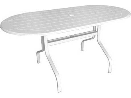 Windward Design Group Hartford Mgp Aluminum 76 x 42 Oval Dining Table with Umbrella Hole